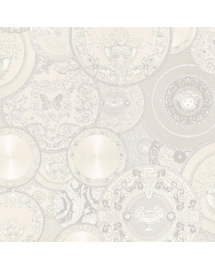 Wallpaper Versace Mer glamor cream-white metallic plates