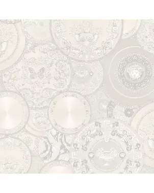 Wallpaper Versace Mer glamor cream-white metallic plates