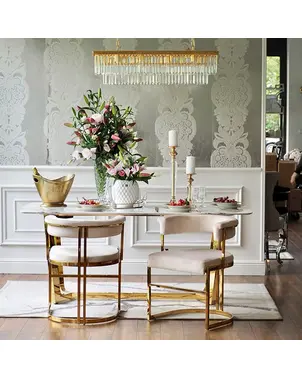 Krzesło beżowe na złotych nogach, designerskie do jadalni, toaletki MARCO