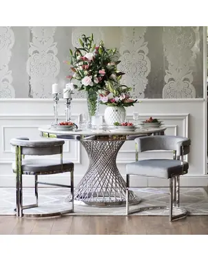 Krzesło glamour  luksusowe, stalowe, do jadalni, do toaletki, designerskie, nowoczesne, szare, srebrne MARCO