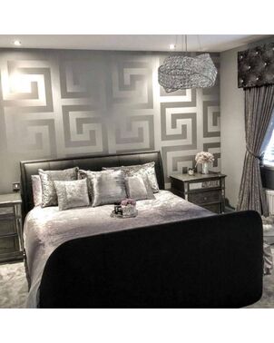 Versace GREEK glamor wallpaper geometric Greek silver satin pattern