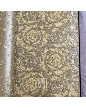 Versace Barocco wallpaper geometric ornamental gold metallic with flowers