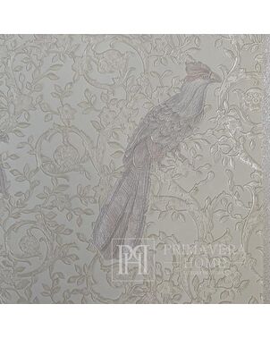 Versace Barocco Birds glamor wallpaper with birds ornament, ecru