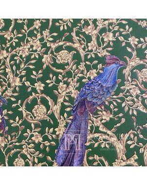 Versace Barocco Birds glamor wallpaper with birds ornament, green gold