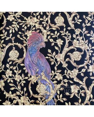 Wallpaper Versace Barocco Birds glamor ornament, birds, gold black