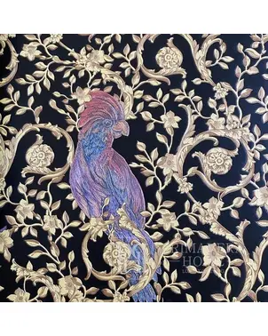 Wallpaper Versace Barocco Birds glamor ornament, birds, gold black