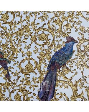 Versace Barocco Birds glamor wallpaper with birds ornament, gold white