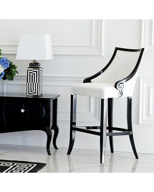 Upholstered stool CARLOTTA glamor oak, black, white