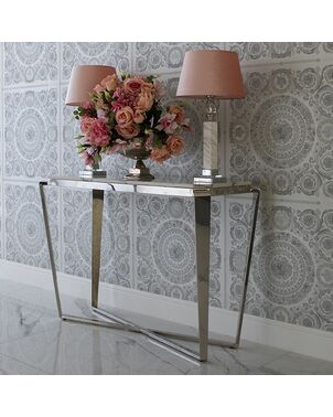 Silver glamor console with marble top RALPH