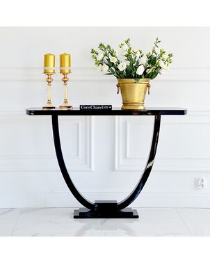 Modern art deco glamor dressing console in black gloss matt DAISY