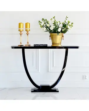 Modern art deco glamor dressing console in black gloss matt DAISY