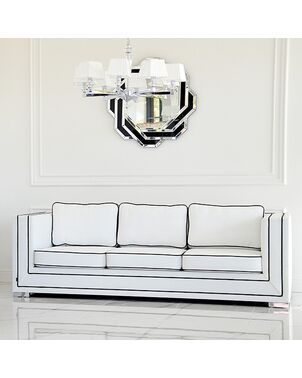 BIANKA glamor sofa with cushions, white and black