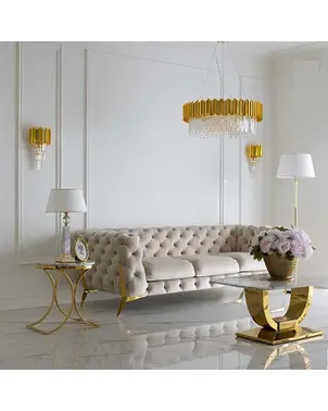 Glamor upholstered modern gold quilted sofa DIVA GOLD