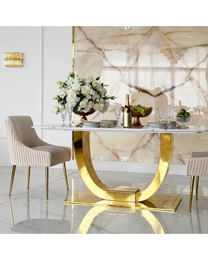 Glamour dining room table gold steel white top ART DECO