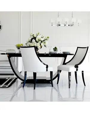 Krzesło glamour ekskluzywne, tapicerowane, do jadalni, klasyczne, wygodne, białe, czarne, bukowe, włoski design CARLOTTA