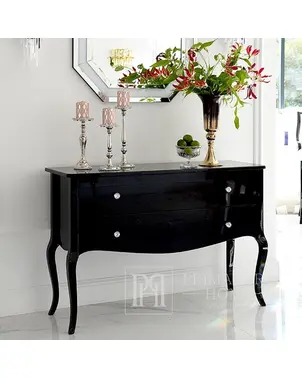 Komoda glamour czarna wysoki połysk, gięte nogi, luksusowa,  stylowa ELENA GLAMOUR