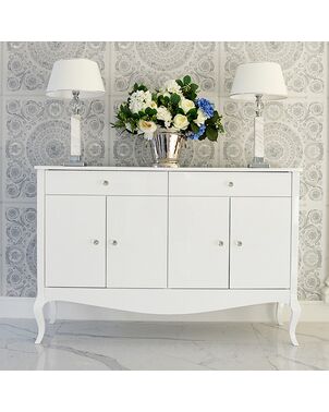 Chest of drawers ELENA GLAMOR , bent legs with drawers, white