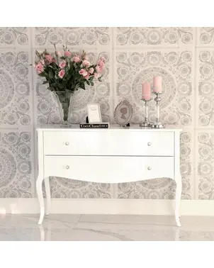 Komoda glamour łazienkowa wysoki połysk ELENA biała, gięte nogi, luksusowa, stylowa, nowoczesna , nowojorska