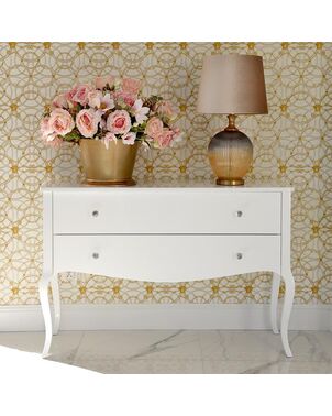 Chest of drawers ELENA GLAMOR high gloss, bent legs white