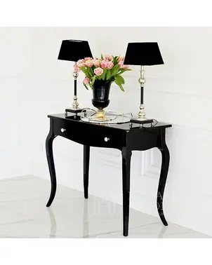 Konsola glamour wysoki połysk, elegancka, klasyczna na giętych nogach ELENA GLAMOUR czarna