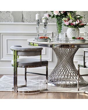 MARCO modern grey silver upholstered glamour chair for living and dining room