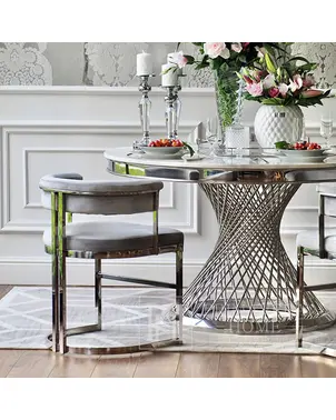 Krzesło glamour  luksusowe, stalowe, do jadalni, do toaletki, designerskie, nowoczesne, szare, srebrne MARCO