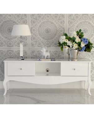 Stylish cabinet, TV table ELENA GLAMOR chest of drawers, bent legs white