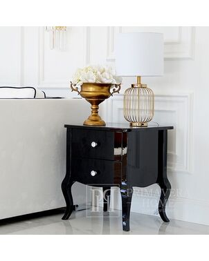 Glamor black high gloss bedside table bent legs ELENA GLAMOUR