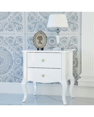 Stylish bedside table ELENA GLAMOR bent legs white