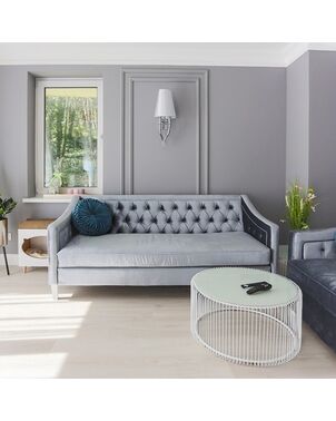 Glamour-style sofa with bedroom function NEW YORK grey meringue