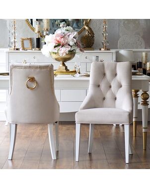 Glamor chair with a knocker on straight legs, golden PRINCE II