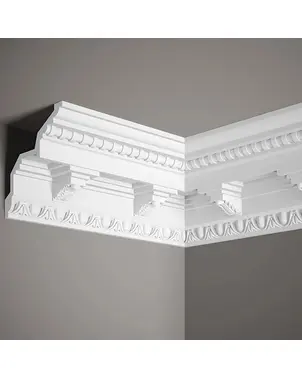 White decorative ceiling molding with a decor of 13.3 cm 200 cm