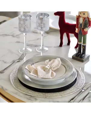 Coaster, black and silver, round 35 cm