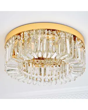 Plafon glamour kryształowy, nowoczesny do sypialni, przedpokoju, łazienki, złoty STELLA 50 cm