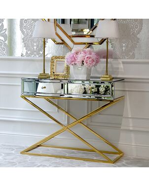 Mirror console CHICAGO GOLD glamor steel gold OUTLET
