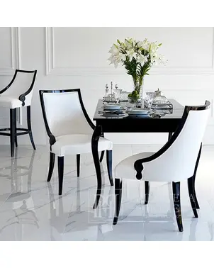 Elegant black high gloss extendable table ELENA GLAMOR bent legs