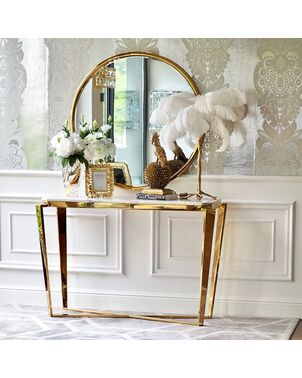 Exclusive glamor console, for the living room, bedroom, hall, white table top, modern, gold RALPH OUTLET