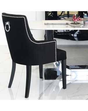 Quilted chair TIFFANTS glamour, golden knocker Black 97x46x54