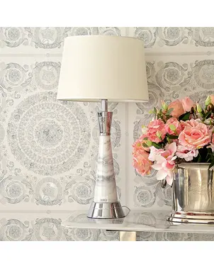 Luxury table lamp with a conical marble base in silver GIULIA