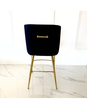 Modern glamor stool in black golden velvet fabric PALOMA