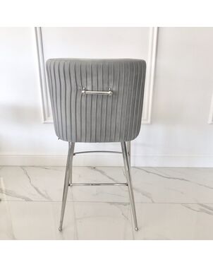 Modern glamor stool in velvet gray silver fabric PALOMA