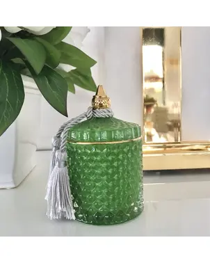 Decorative green crystal glass container