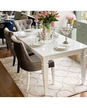 Classic white dining table, kitchen extendable, glamor, high gloss ELEGANCE OUTLET