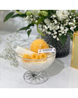 Scented candle natural vanilla ice cream dessert - a gift for her