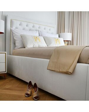 New York bed glamour upholstered quilted chesterfield grey, white MODERN