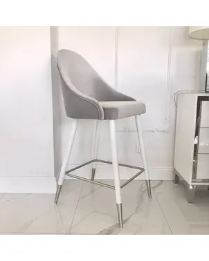 Ekskluzywny hoker tapicerowany, do wyspy, do jadalni, klasyczny, nowojorski, srebrny CAPRI