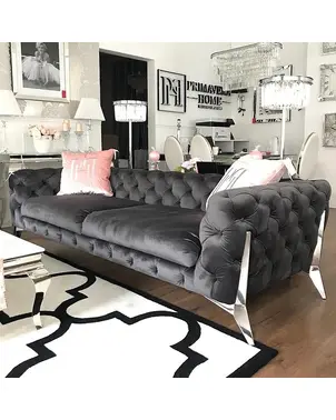 DIVA SILVER modern glamour black silver New York upholstered sofa