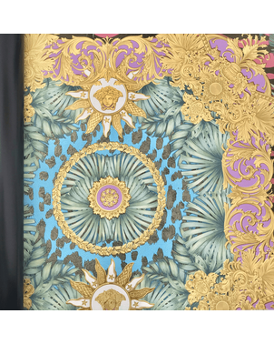 Tapeta glamour Versace V Jungle Animalier, motyw liści, tropikalna, złota, liście palmy