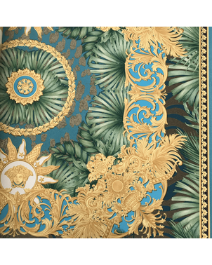 Tapeta glamour Versace V Jungle Animalier, motyw palmy, liście, tropikalna, złota