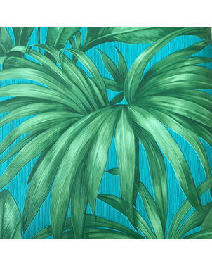 Tapeta glamour Versace V Jungle Animalier, liście palmy, tropikalne, zielona, morska